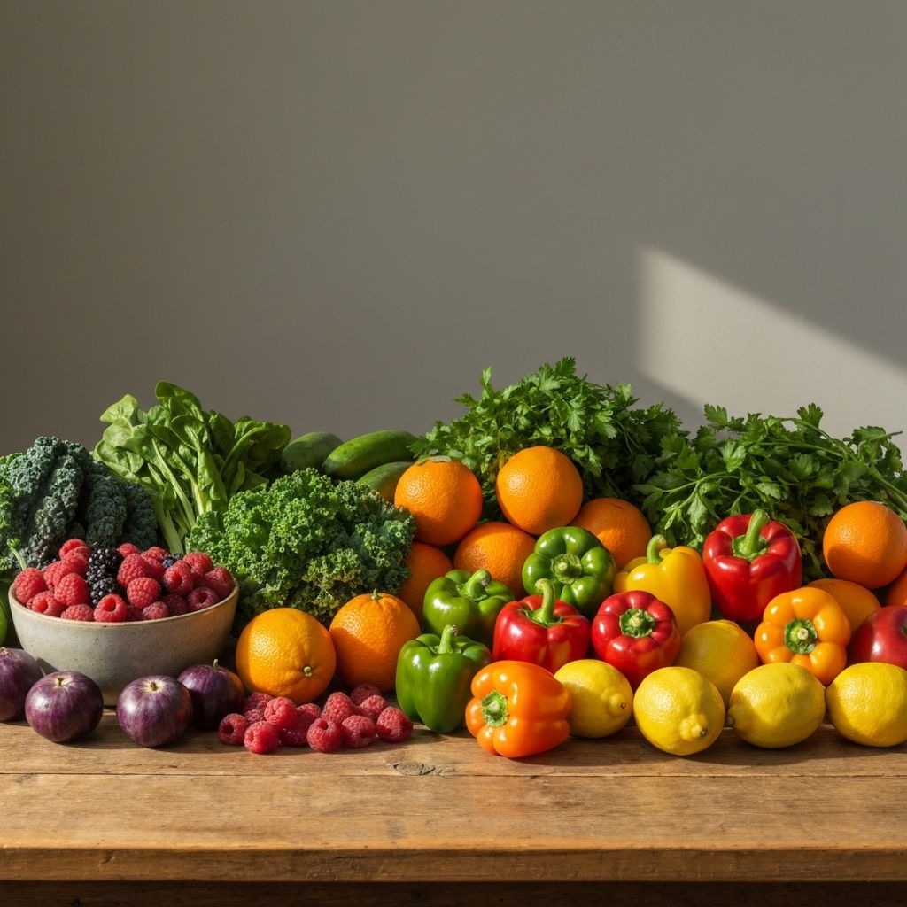 Colorful fresh produce and vegetables
